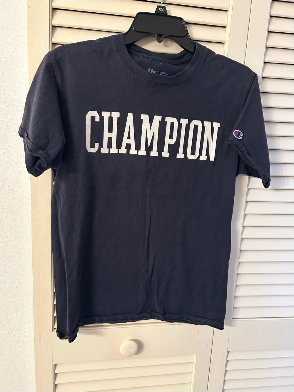 Champion Navy Blue Tee with White Logo